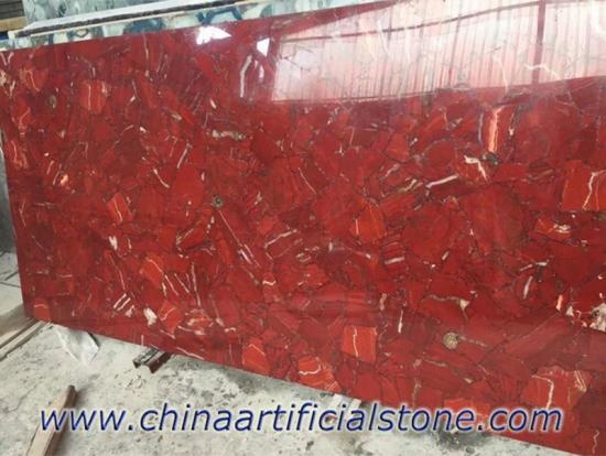 Red Gemstone Marble Tiles Slabs