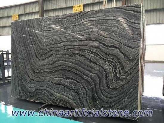 Black Wood Vein Grain Serpeggiante Marble Slab