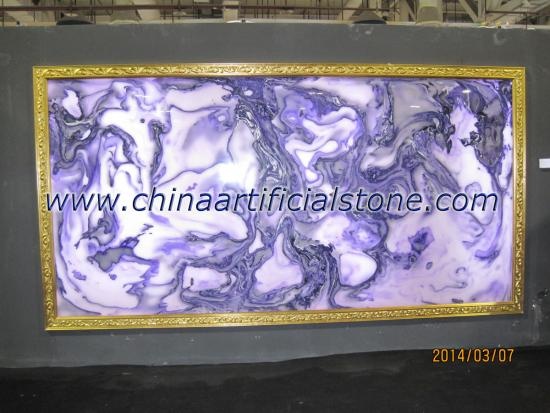 China Top Man Made Purple Faux Onyx Stone Slab Panels Factory