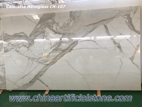 China Nano Calacatta White Marble Slab CN107