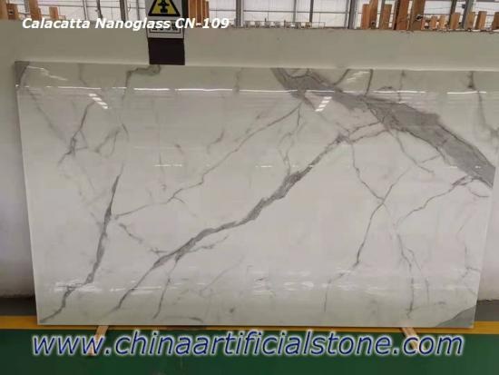 China Calacatta Nano Crystallized Glass Stone Slabs CN109