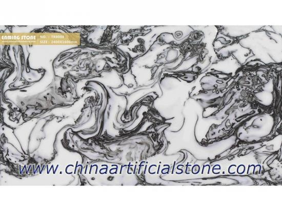 Backlit Black and White Artificial Onyx Sheet TR8008