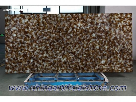 China Top Caramel Jade Sea Glass Glass2 Slabs for Countertops Factory
