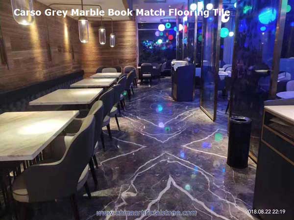 Carso Grey Marble with White Veins Bookmatch Floor and Wall decoration
