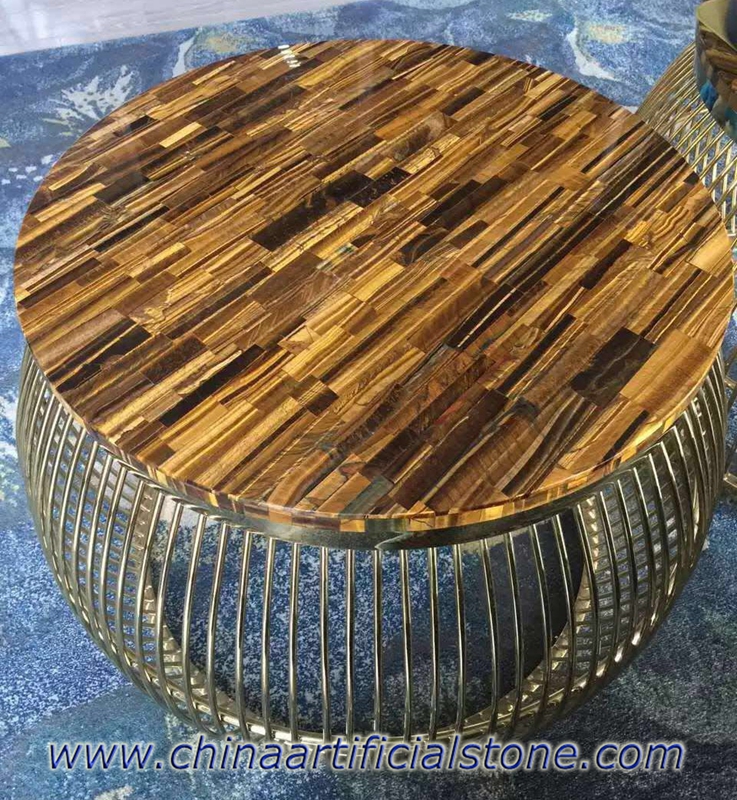 Tiger Eye Gold Stone Side Table top