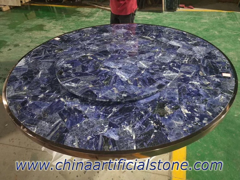 Blue Sodalite Gemstone Dining Table