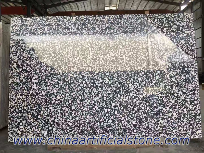 White Pebble Black Terrazzo Slabs