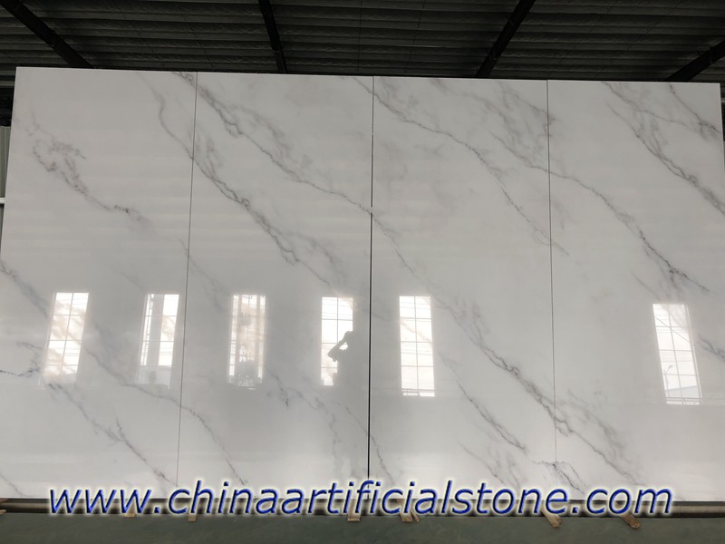 Inject Printing Nano Crystallized Ceramic Glass White marble slabs