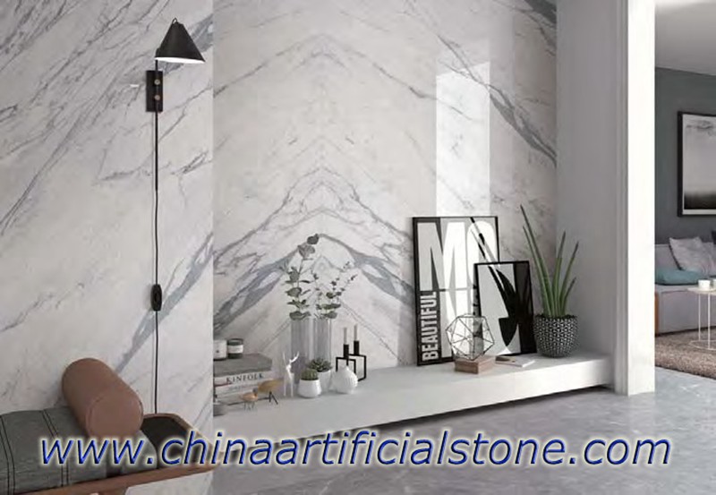 Statuario Look Sintered Stone Slabs Wall facade