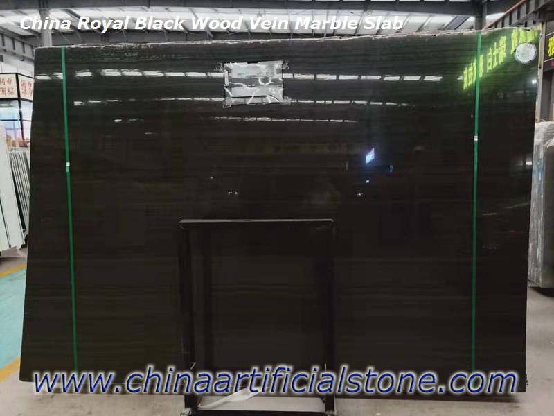 China Royal Black Wood Vein Marble Slab