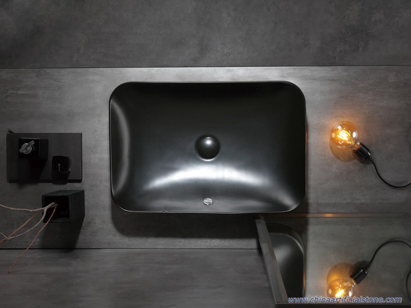 Matt Black Drop-in Retangle Washbasin