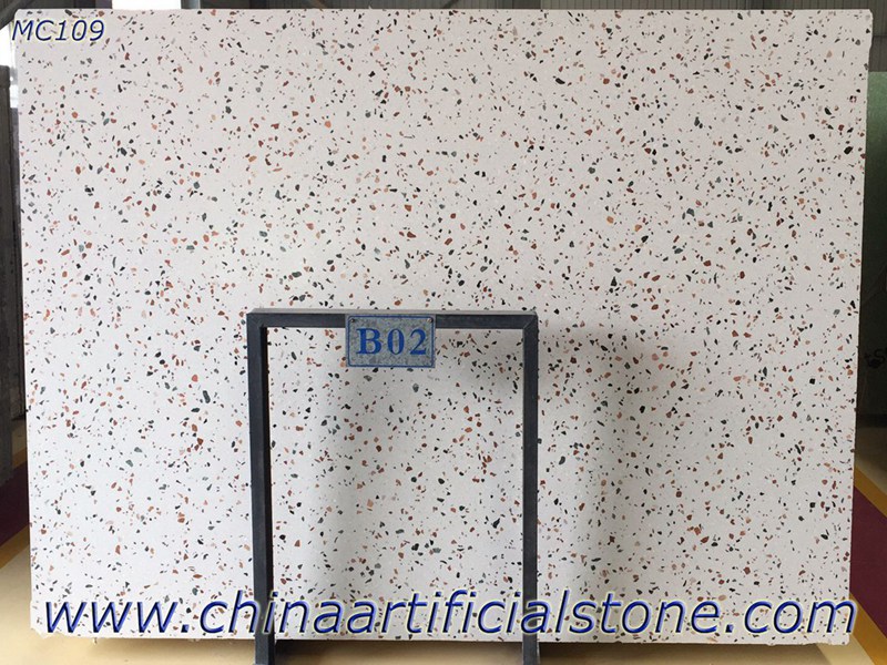 White Multicolor Terrazzo Slabs