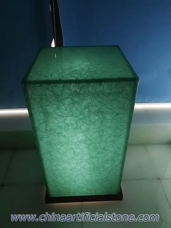 Backlit Aquamarine Jade Glass Pedestal