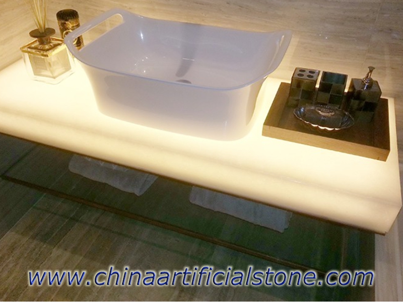 Ash White Glass Backlit Vanity Top