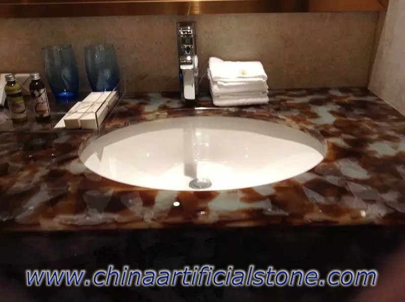 Caramel Glass2 Bathroom Vanity Top