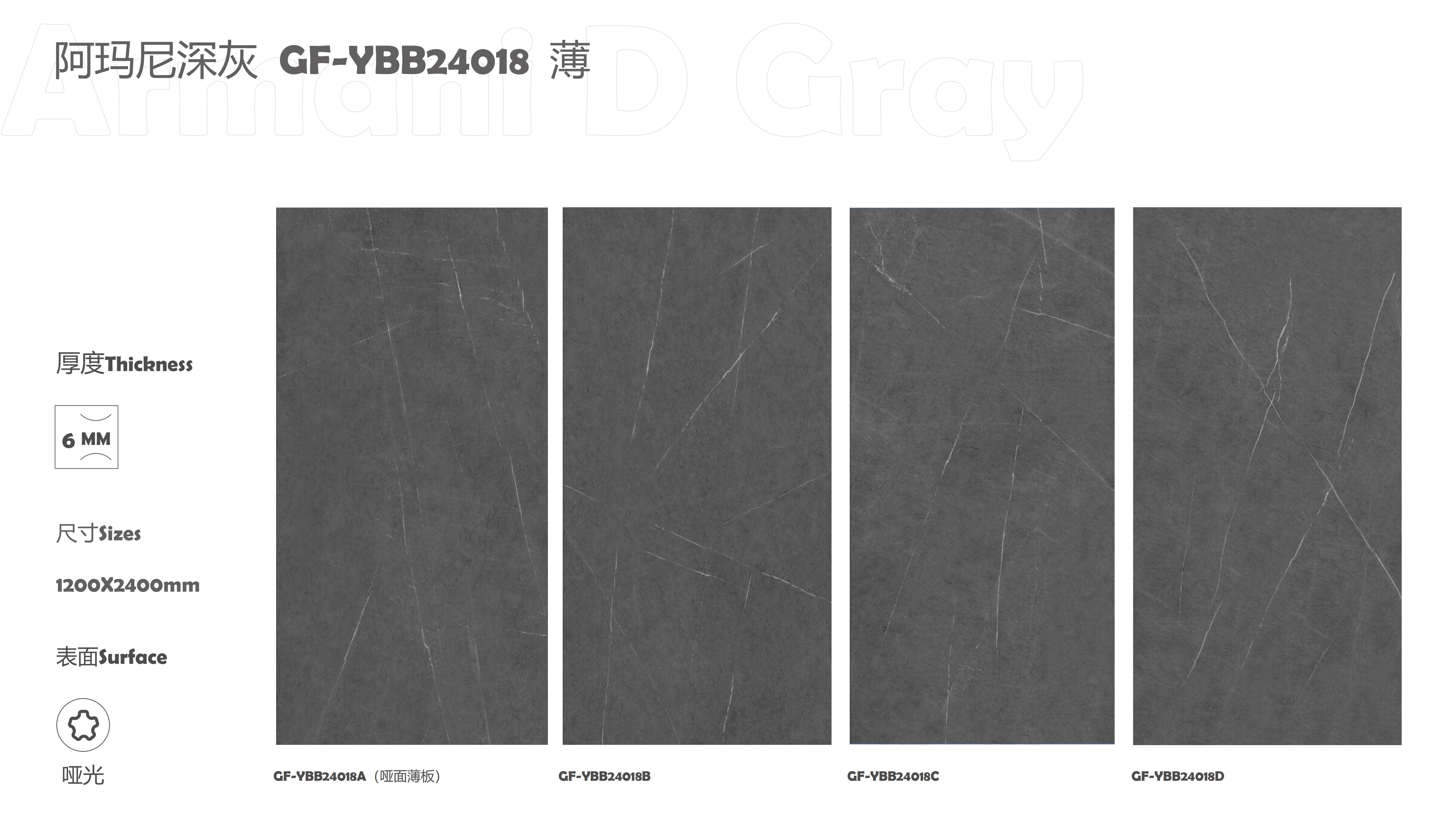 Armani Dark Grey Porcelain Slabs 2400x1200mm