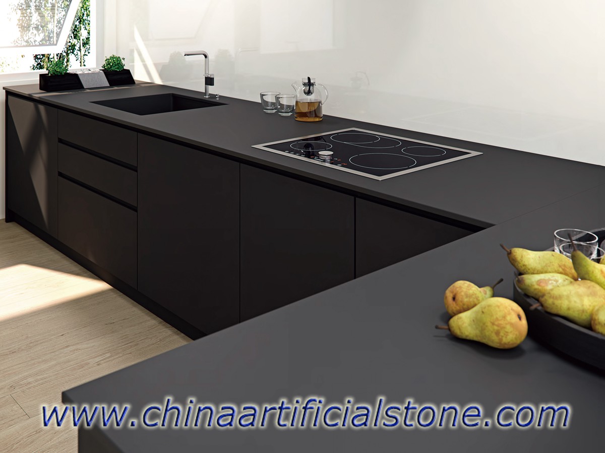 Pure Black Matt Sintered Stone Countertops