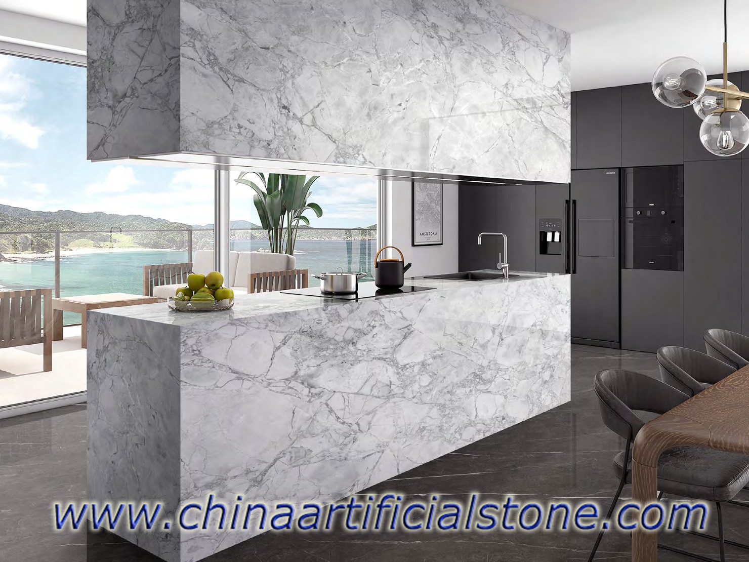 Super White Sintered Stone Porcelain Slabs Benchtops