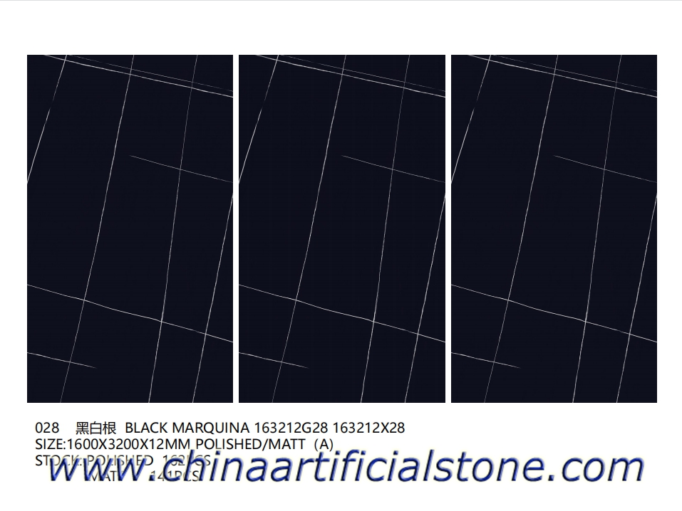 Nero Marquina Ultra Big Ceramic Slabs 3200x1600x12mm