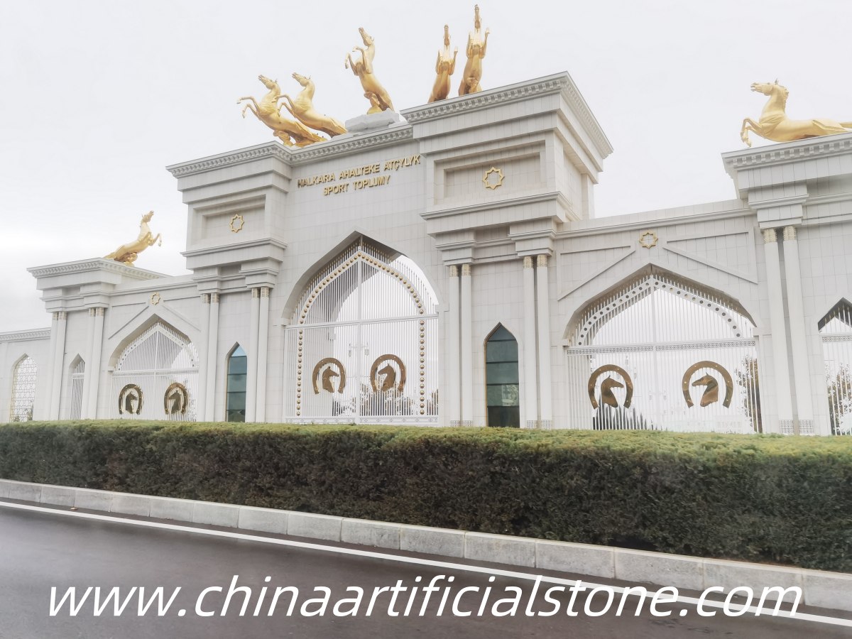 Crystal White marble wall facade