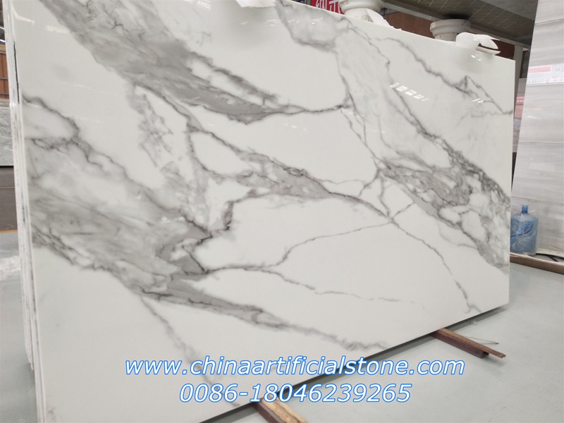 Calacatta White Marble Nano Glass Stone Slabs 