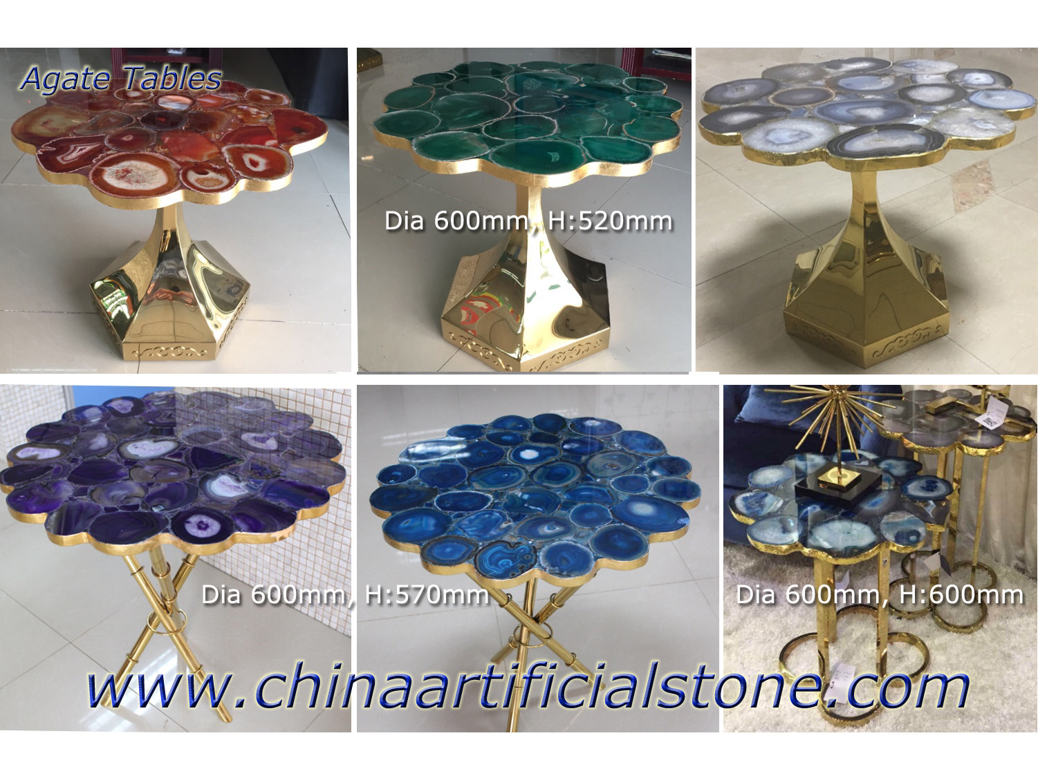 Blue Agate Semi Precious Stone Table Furnitures 
