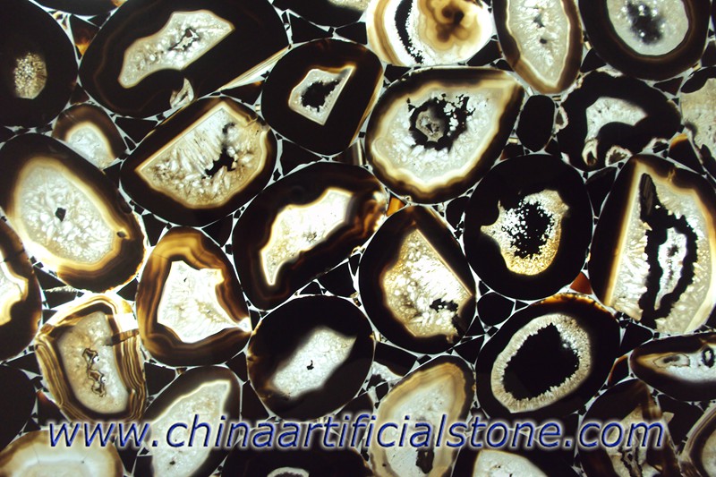 Backlit Black Agate Semi Precious Stone Slabs 