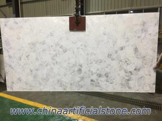 White Crystal Quartz Semi Precious Stone Slabs