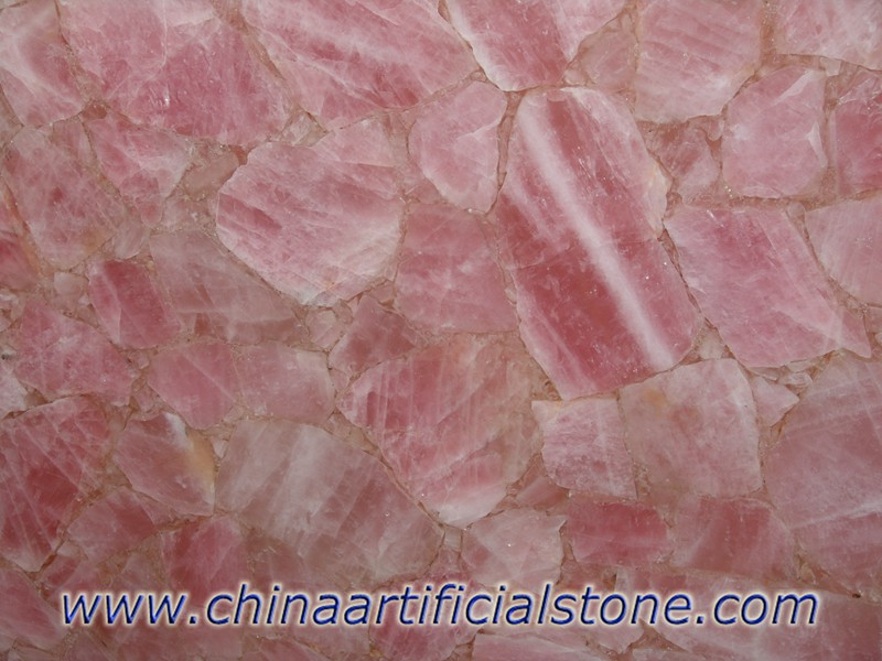 Pink Crystal Rose Quartz Semi Precious Stone Slabs 