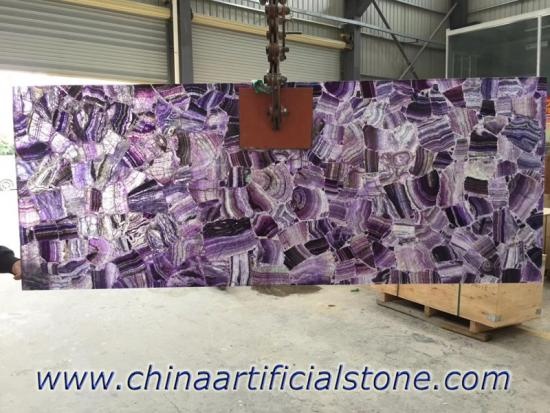 Purple Fluorite Translucent Stone Tiles Slabs