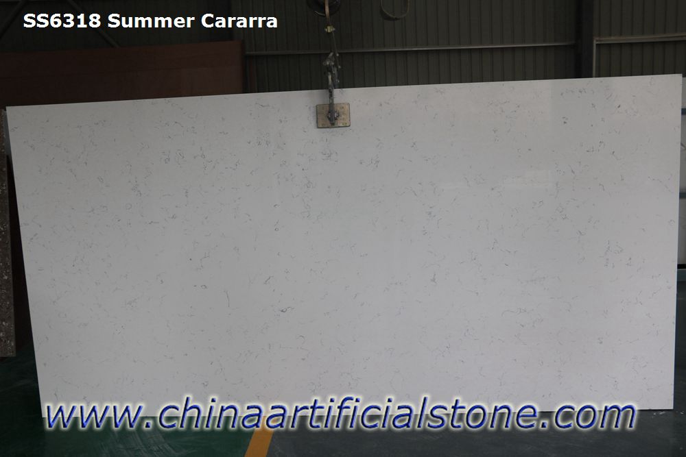 White Carrara Marble Look Quartz Stone Slabs 