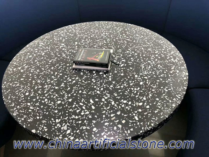 Black Cement Based Terrazzo Worktops Table Tops 