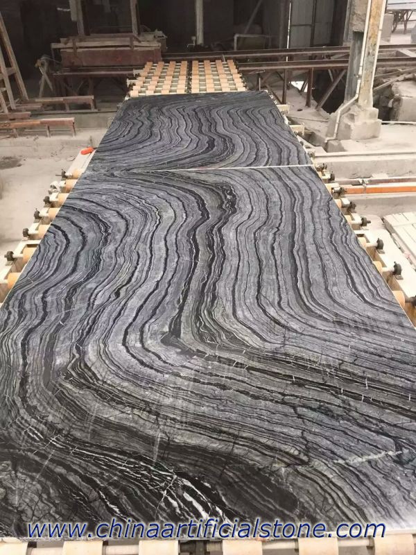 China Black Wood Vein Grain Serpeggiante Marble Slabs 