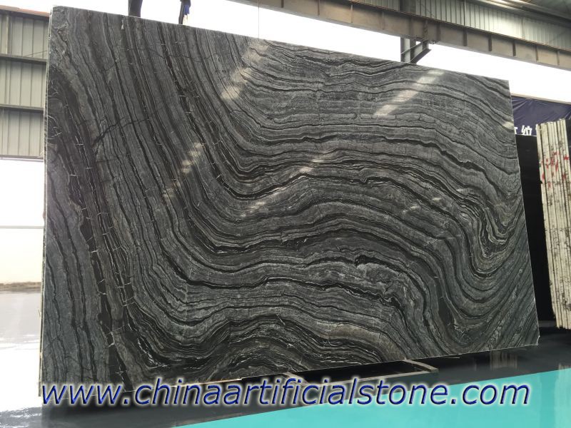China Black Wood Vein Grain Serpeggiante Marble Slabs 
