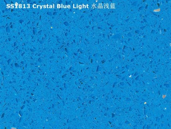 Light Blue Crystal Sparkling Engineered Quartz Slab