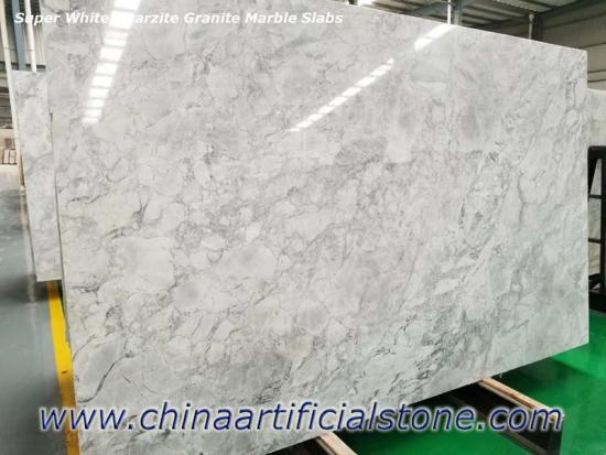 Supper White Quartzite Grey Marble Slabs