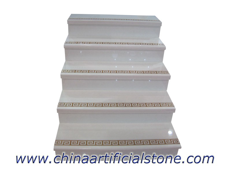 Pure White Nanoglass Marble Stone Steps Staircases 