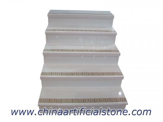 Pure White Nanoglass Marble Stone Steps Staircase