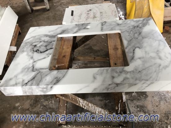 White Marble Look Nanoglass Vanity Top