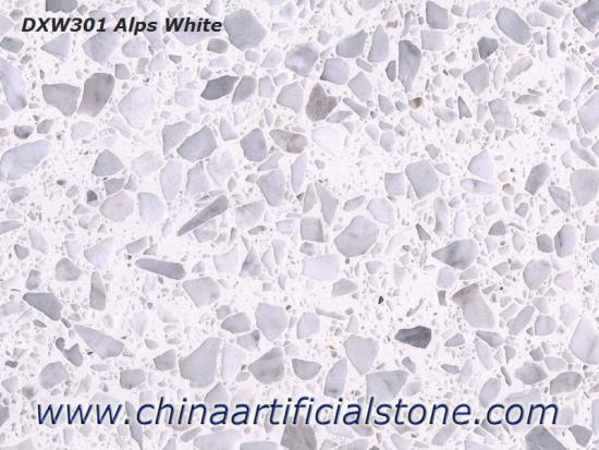 Engineered Pure White Concrete Terrazzo Stone Slab