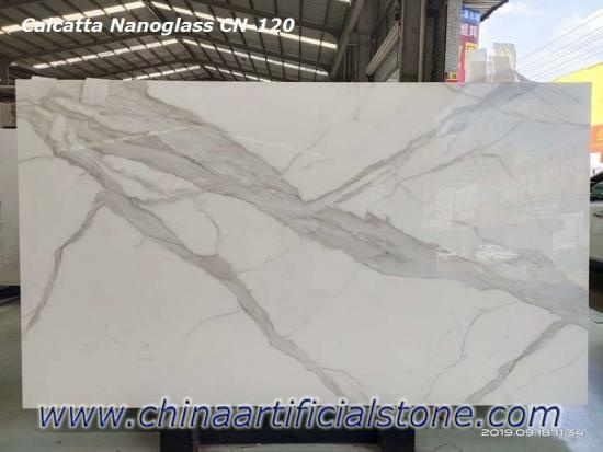 Nano White Calacatta Glass Marble Slab
