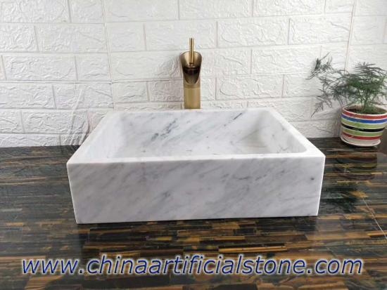 Carrara White Marble Retangle Sinks 34x35x13cm