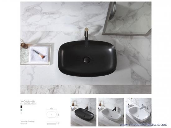 Semi Table Top Oval Ceramic Washbasins