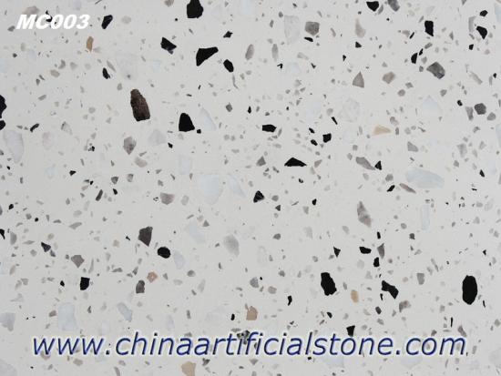 China Top White Terrazzo Tiles Slabs with Black Marble Aggregate Factory