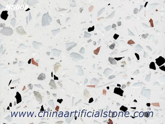 White Multicolor Concrete Terrazzo Paver Tile