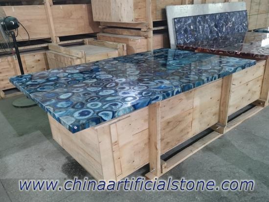 Blue Agate Rectangle Table Top