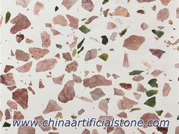 China Pink Terrazzo Slabs 2700x1800x18mm 