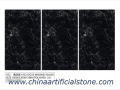 Polished 1600x3200x12mm Black Sintered Stone Porcelain Slab