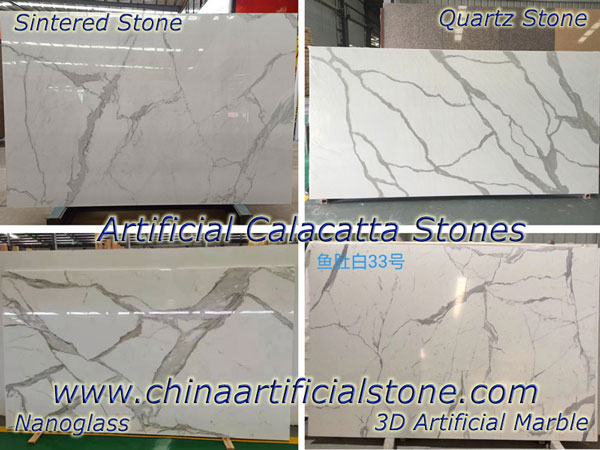 Artificial Calacatta by Sintered Stone Nanoglass Quartz 3D Marble